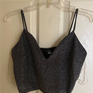 Women's Black Glitter Crop Top